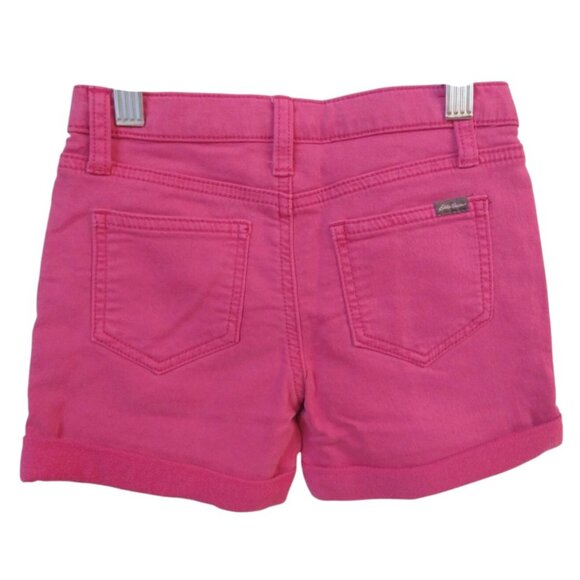 Eddie Bauer-Fuchsia Pink Shorts Flex Knit Denim Stretch Rolled- Size 12-NWT - Picture 2 of 7